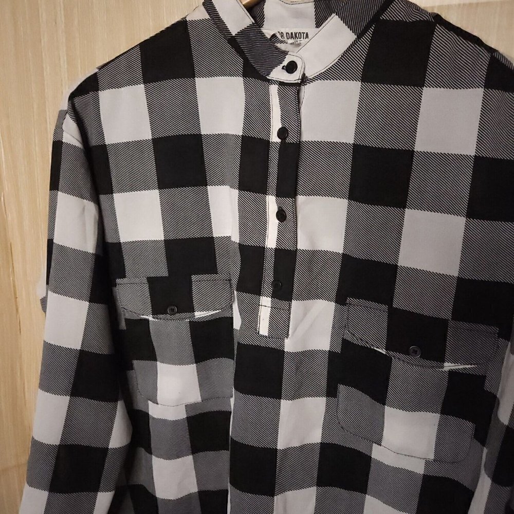 BB Dakota Black White Check Blouse Small - Picture 3 of 6